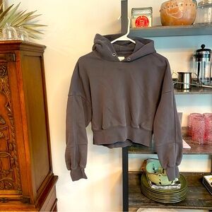 Soft A&F Max Essentials XS Oversized Cropped Hoodie Baggy Fit Charcoal Used